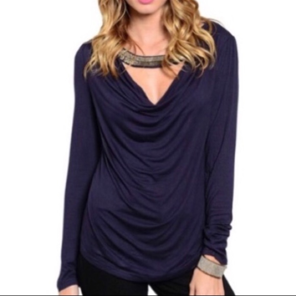 🆕 Dark Purple Embellished Neck Top